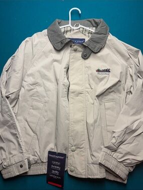 Budweiser Light Beige Windbreaker Jacket with Gray Collar